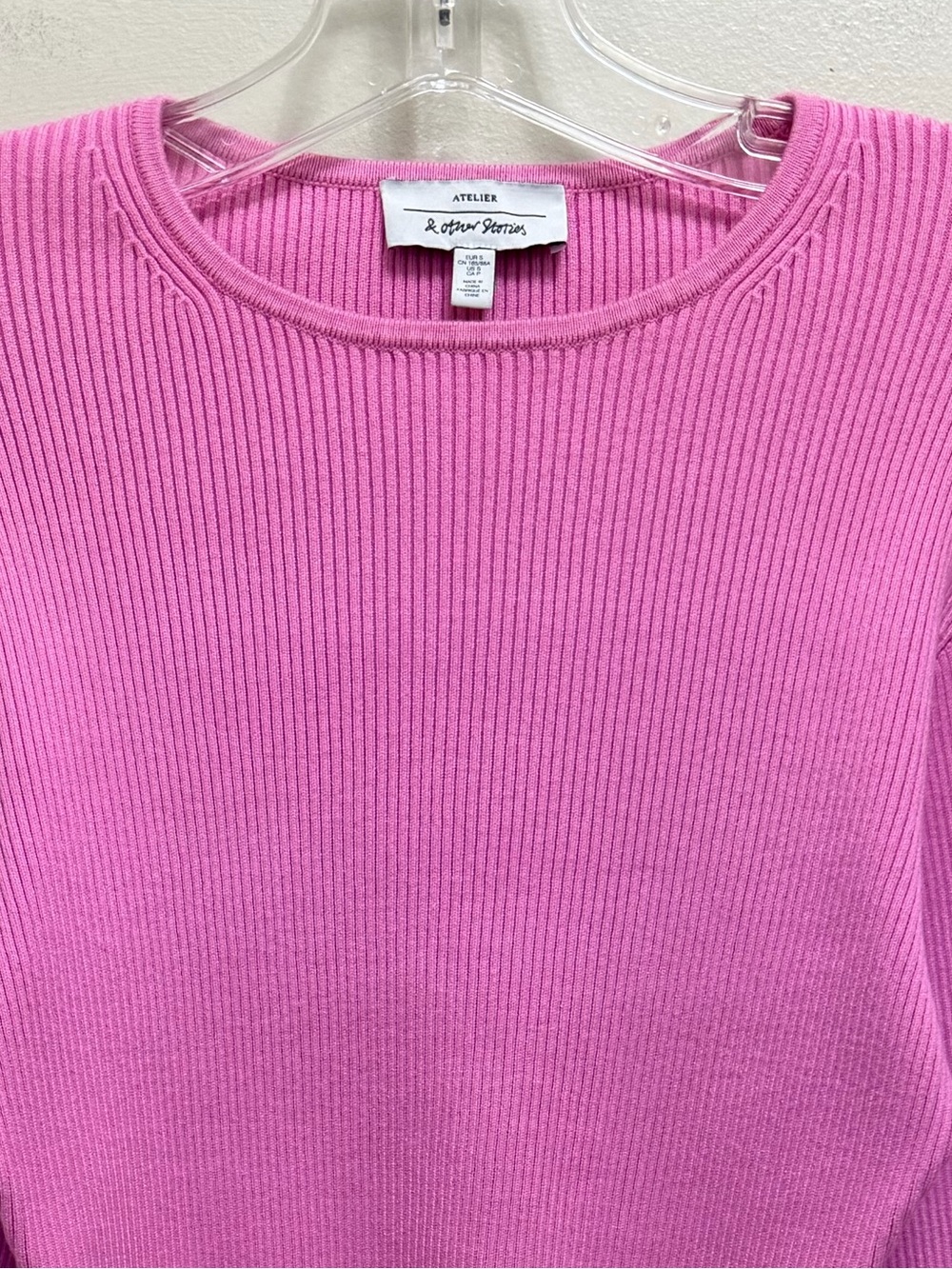 & Other Stories Ribbed Sweater Crewneck Pink Size Small - Picture 5 of 11